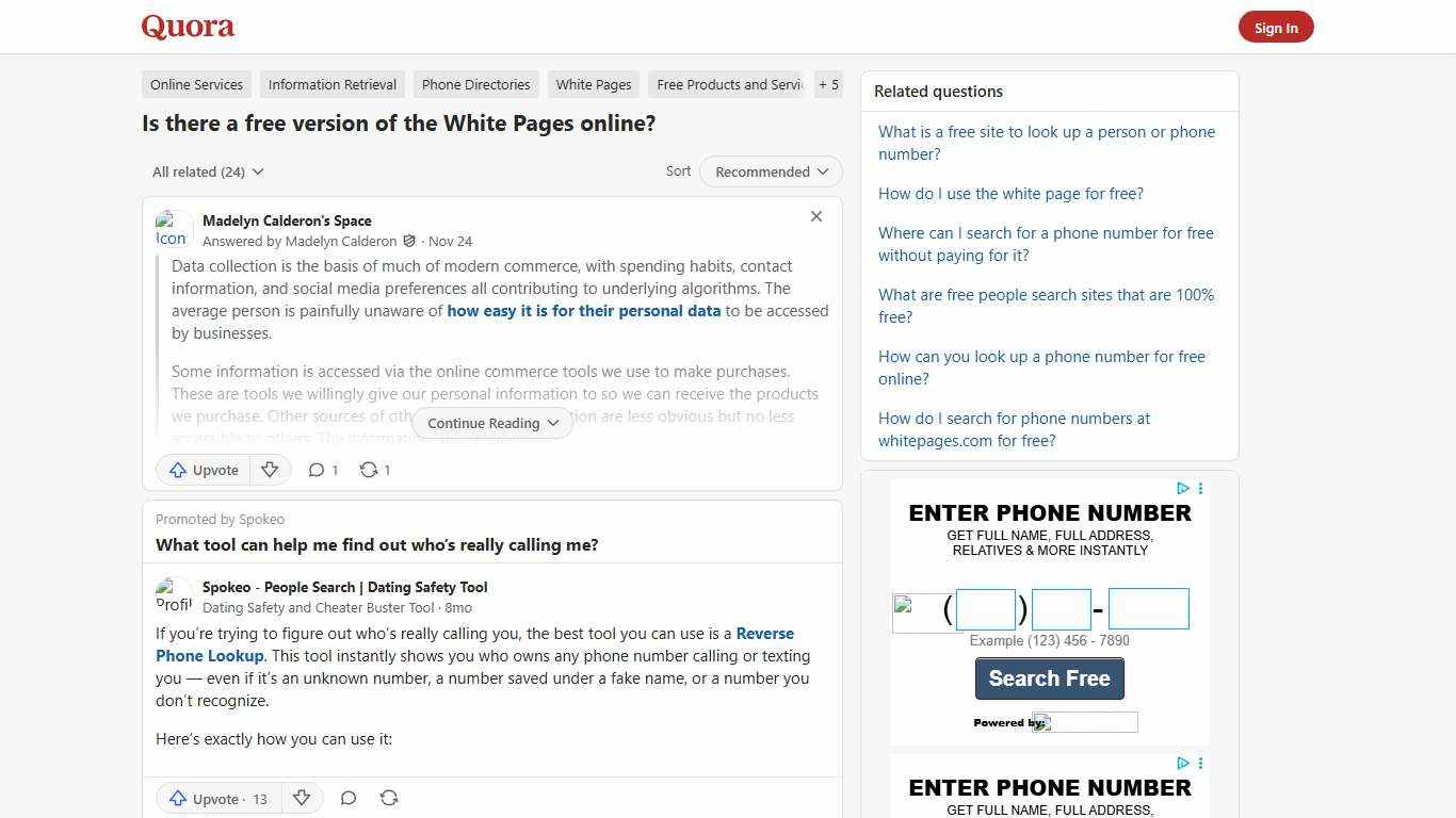 Is there a free version of the White Pages online? - Quora